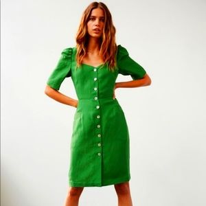 Aritzia Le Fou Green Linen Easter Dress Sz 0